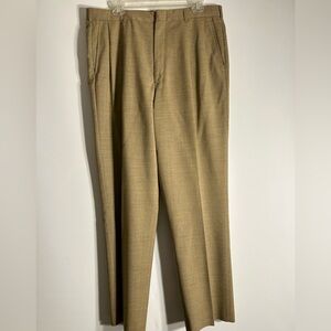 LANDS’END MEN’S REGULAR 100% WOOL TAN TEXTURE DRESS PANTS SIZE 36